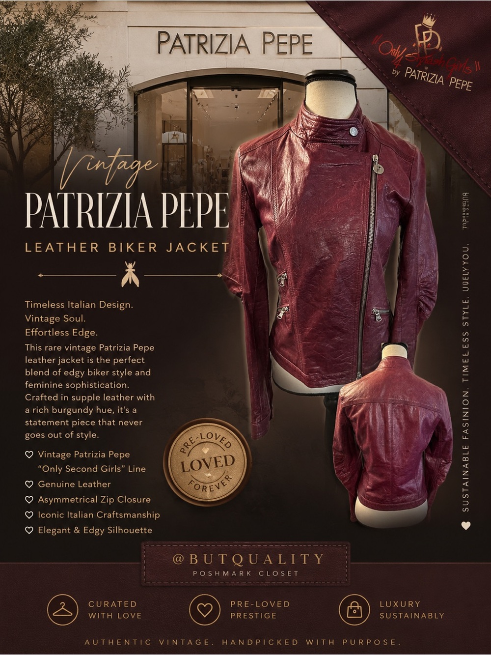 Patrizia Pepe Fuchsia Genuine Leather Jacket🔥